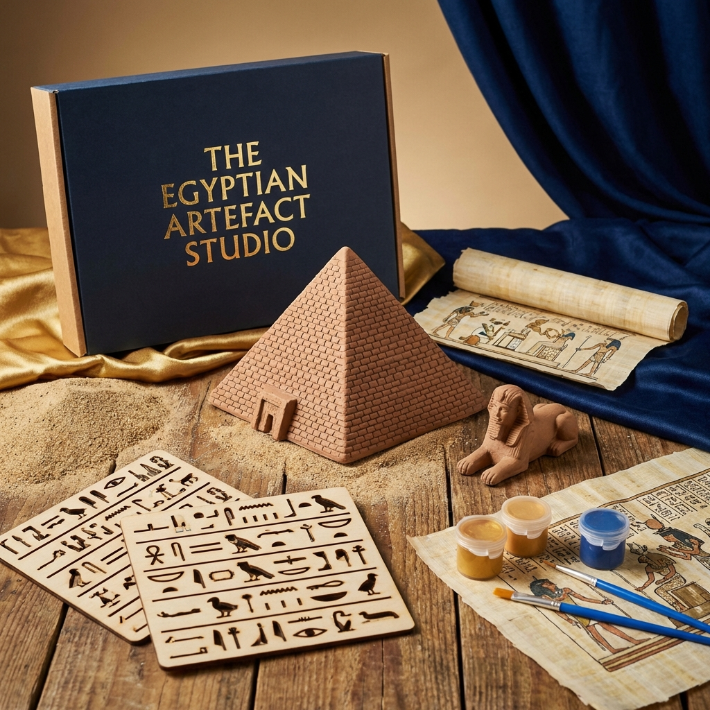 Owtofbox Egypt Kit — sculpt-your-own Tutankhamun coffin craft kit for kids
