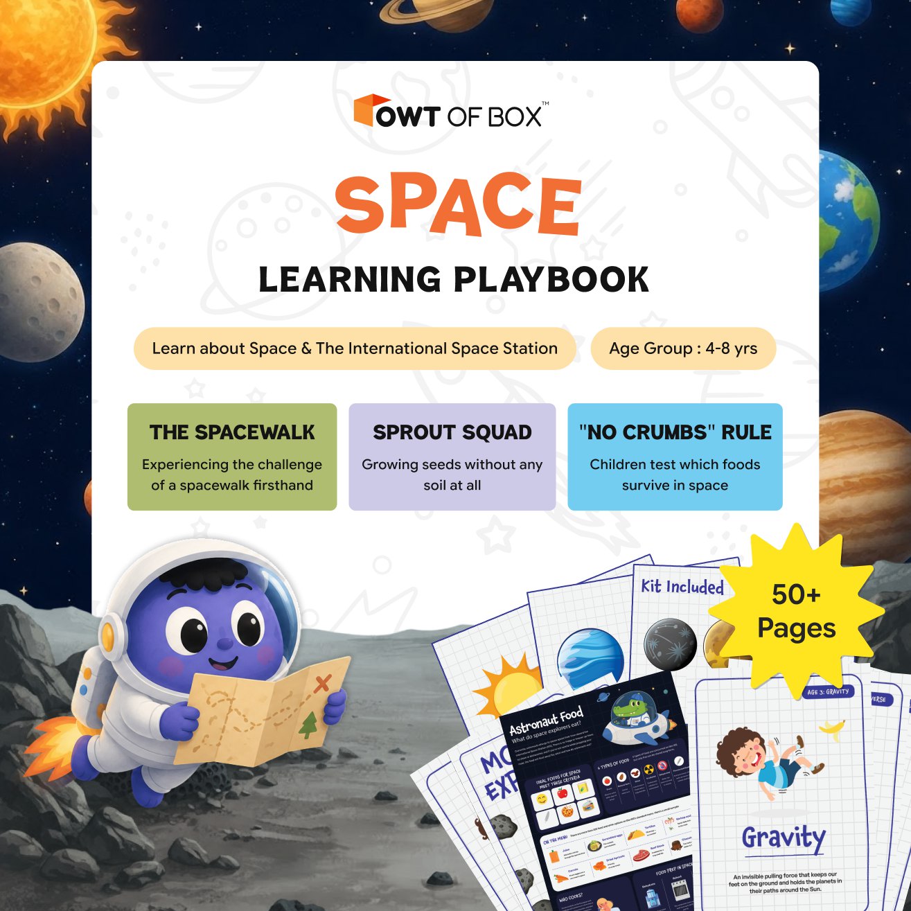 Owtofbox Space Learning Playbook cover — Space & The International Space Station curriculum for ages 4-8
