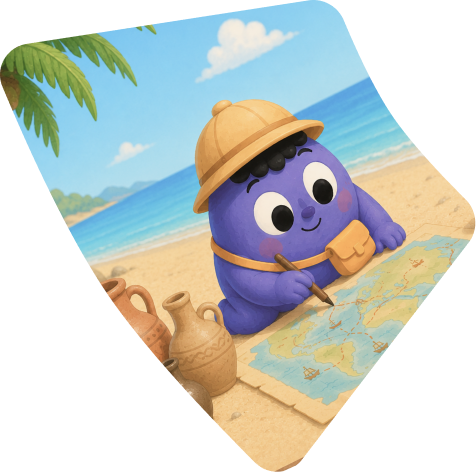 Owtofbox mascot mapping a beach dig